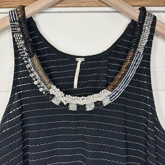 Free People Aztec Louie Split Back Beaded Scoop Neck Top - Picture 4 of 11